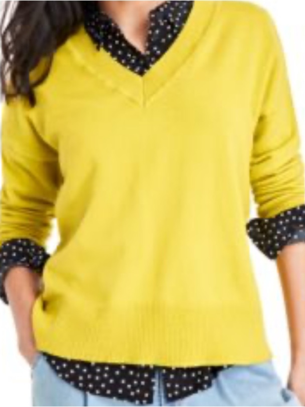 Kenneth Cole Bright Yellow V-Neck Sweater